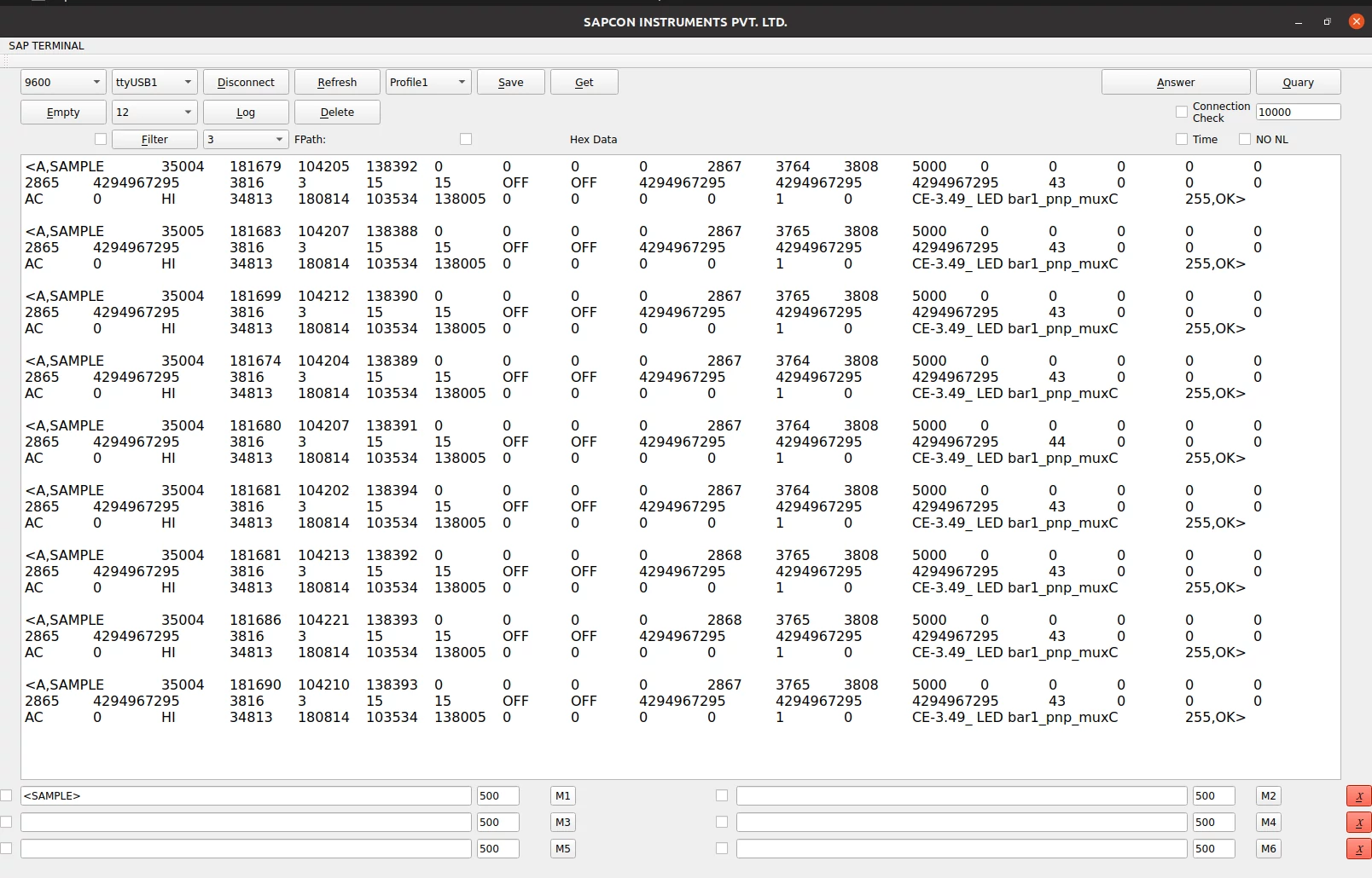 Sapcon terminal data